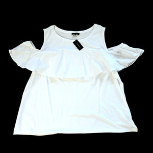 NWT, Lane Bryant Women's Cold Shoulder White 60% Cotton Tank Top, Size 22/24